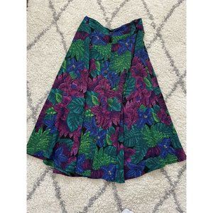 California Krush Rayon Crepe Floral Button Up Skirt Tropic Floral Flat Waist (S)